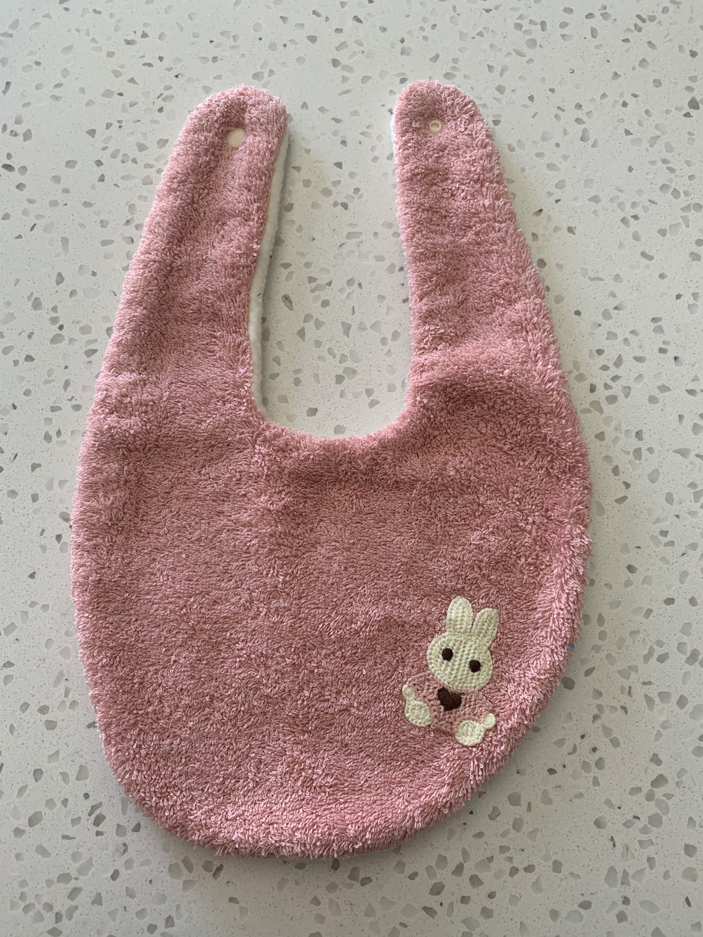 Baby Bandana Bib - Mauve Pink Bunny Embroidery