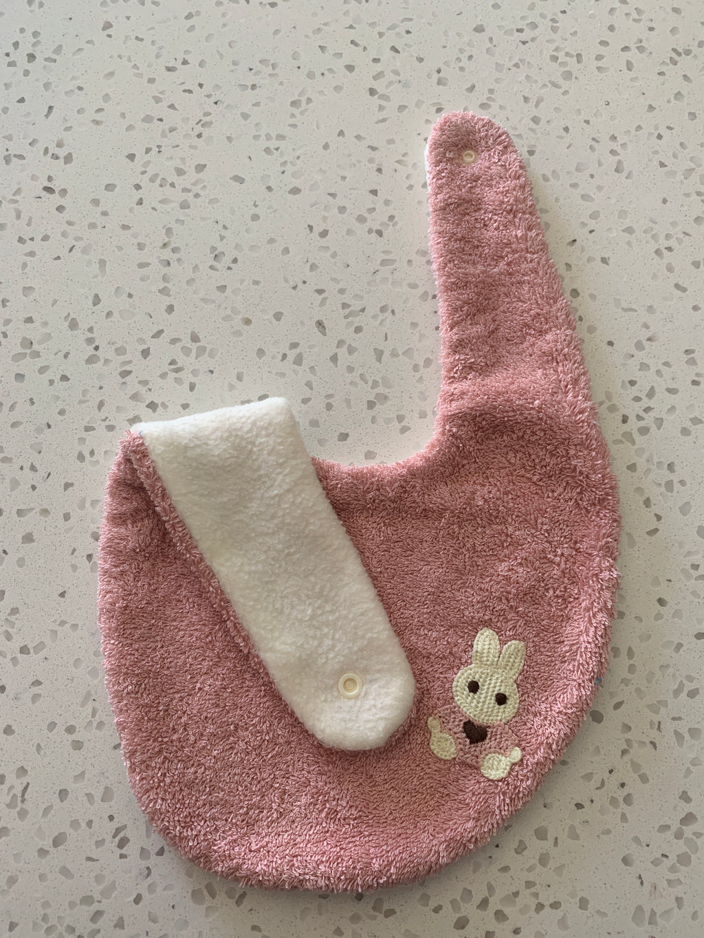 Baby Bandana Bib - Mauve Pink Bunny Embroidery