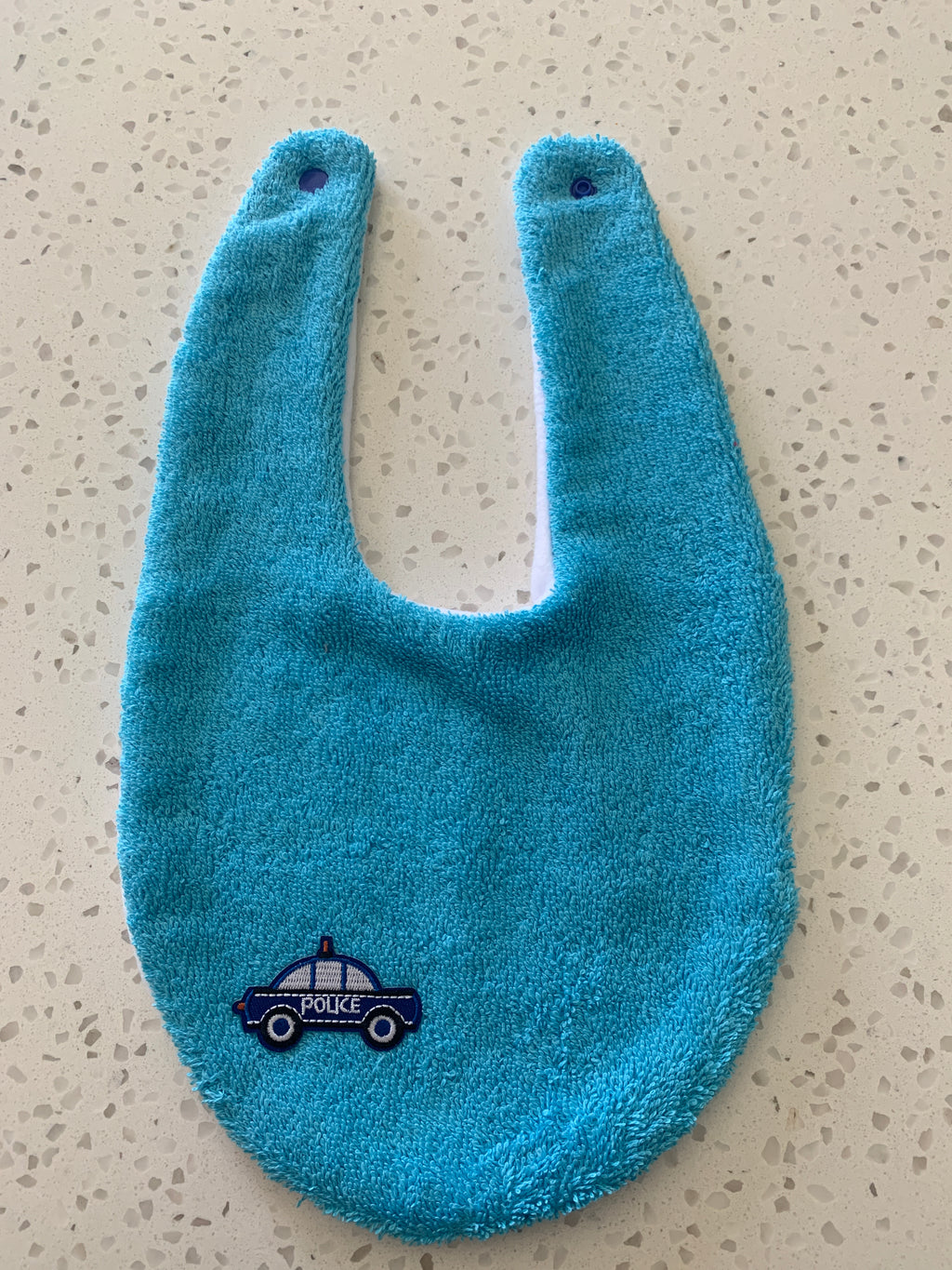 Baby Bandana Bib - Blue Police Car Embroidery