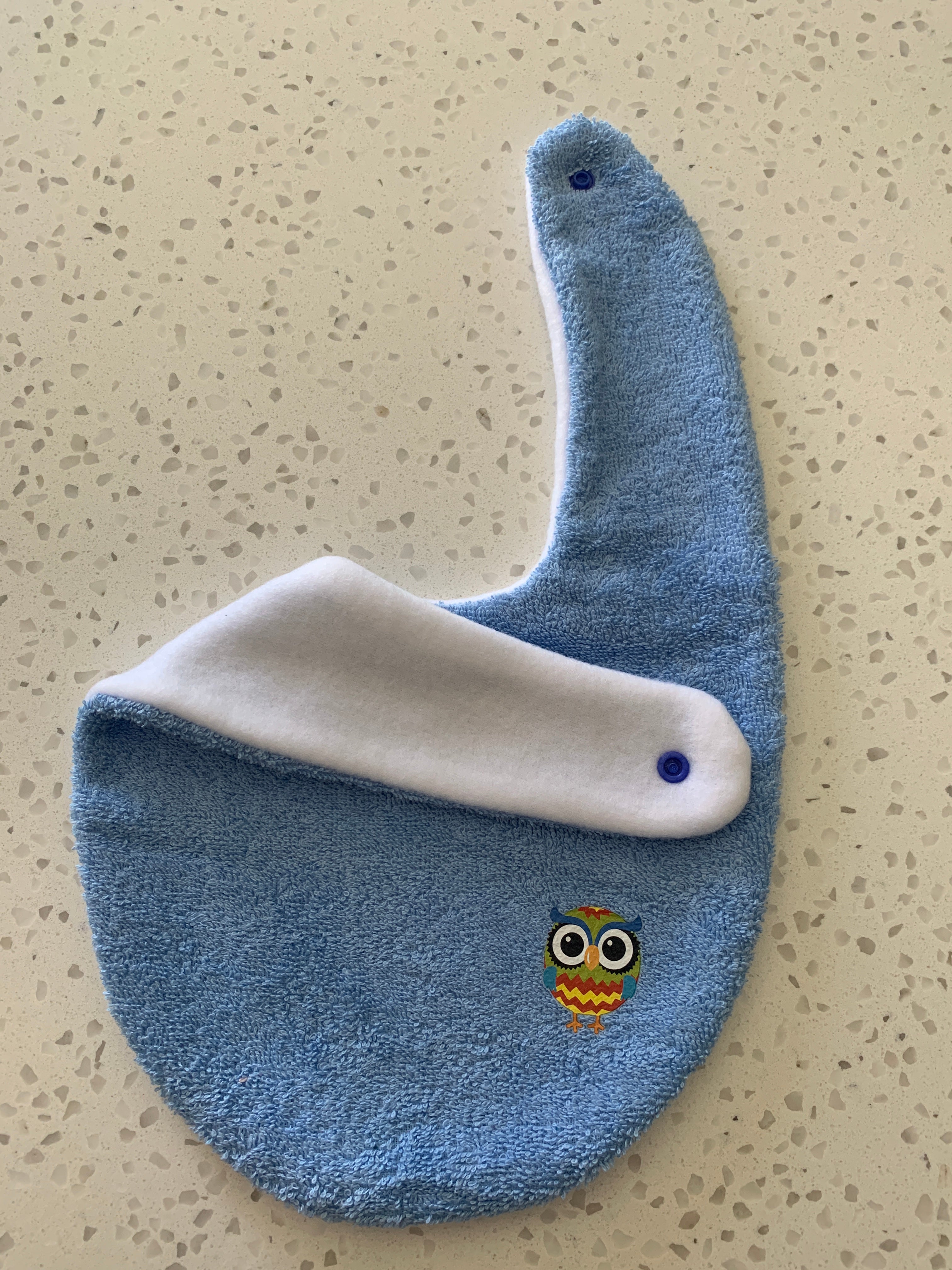 Baby Bandana Bib - Baby Blue Colourful Owl Embroidery