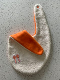 Baby Bandana Bib - Cream Orange Bow Embroidery