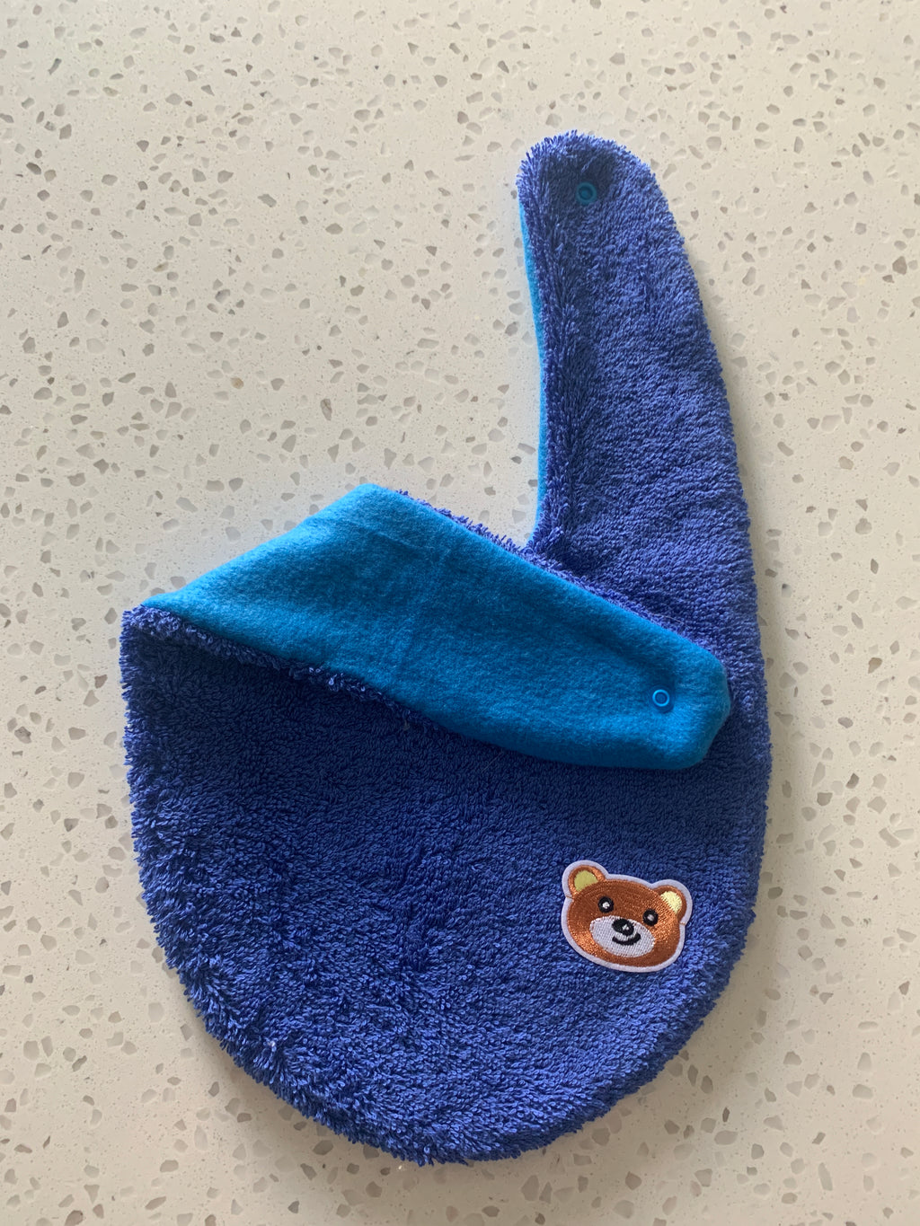 Baby Bandana Bib - Royal Blue Teddy Bear Embroidery