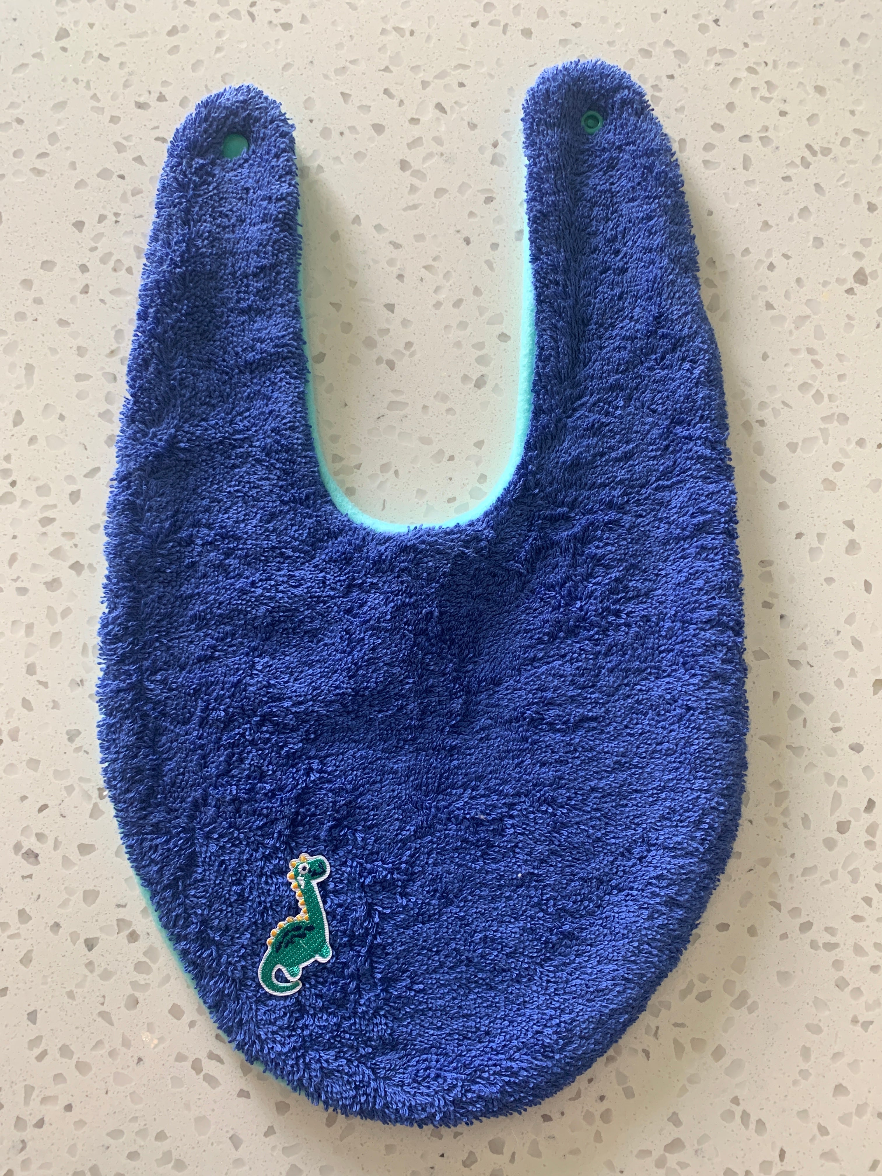 Baby Bandana Bib - Royal Blue Mint Dinosaur Embroidery