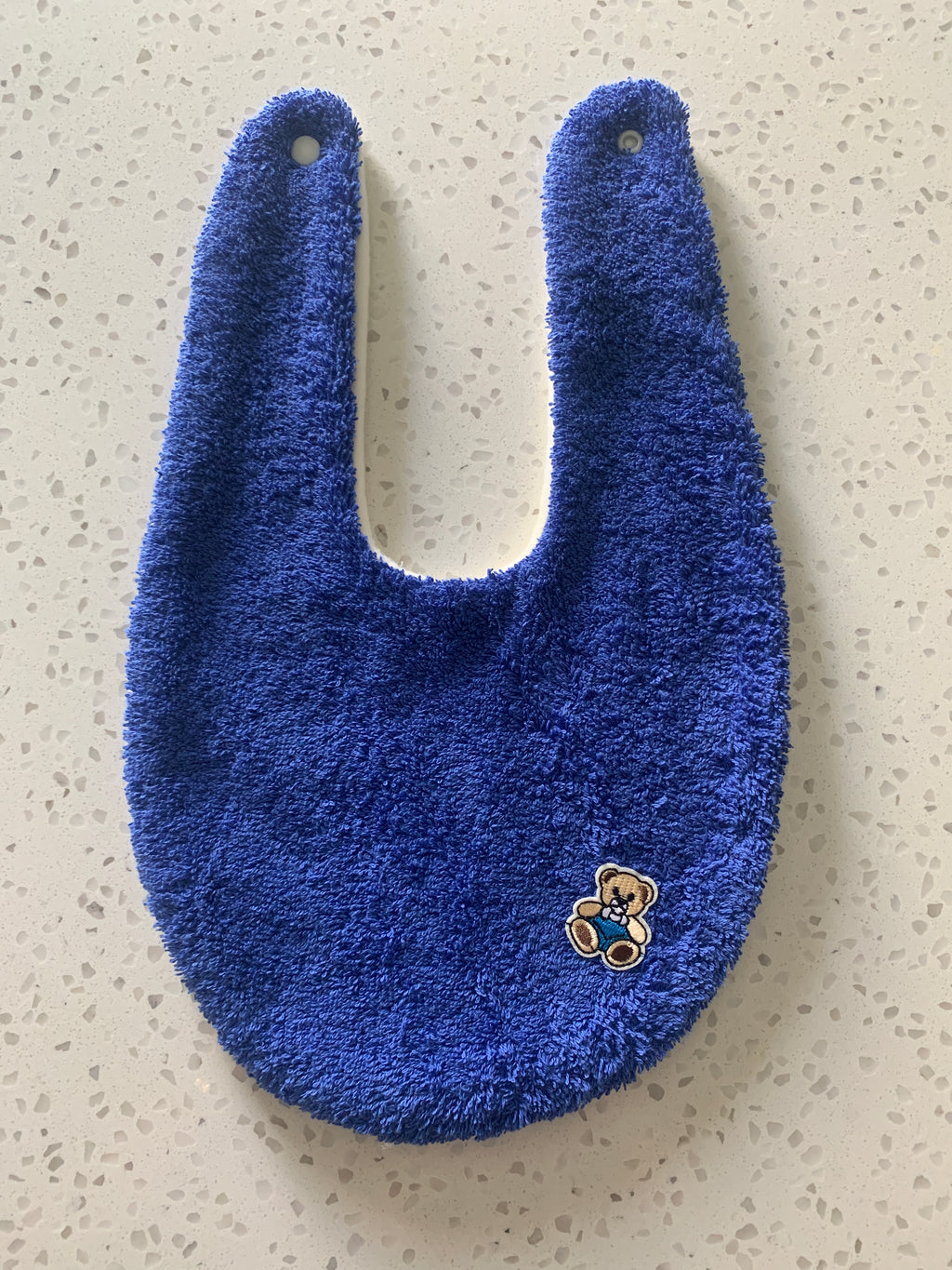 Baby Bandana Bib - Bright Blue Teddy Bear Embroidery