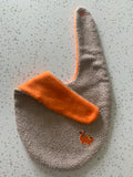 Baby Bandana Bib - Grey Orange Dinosaur Embroidery