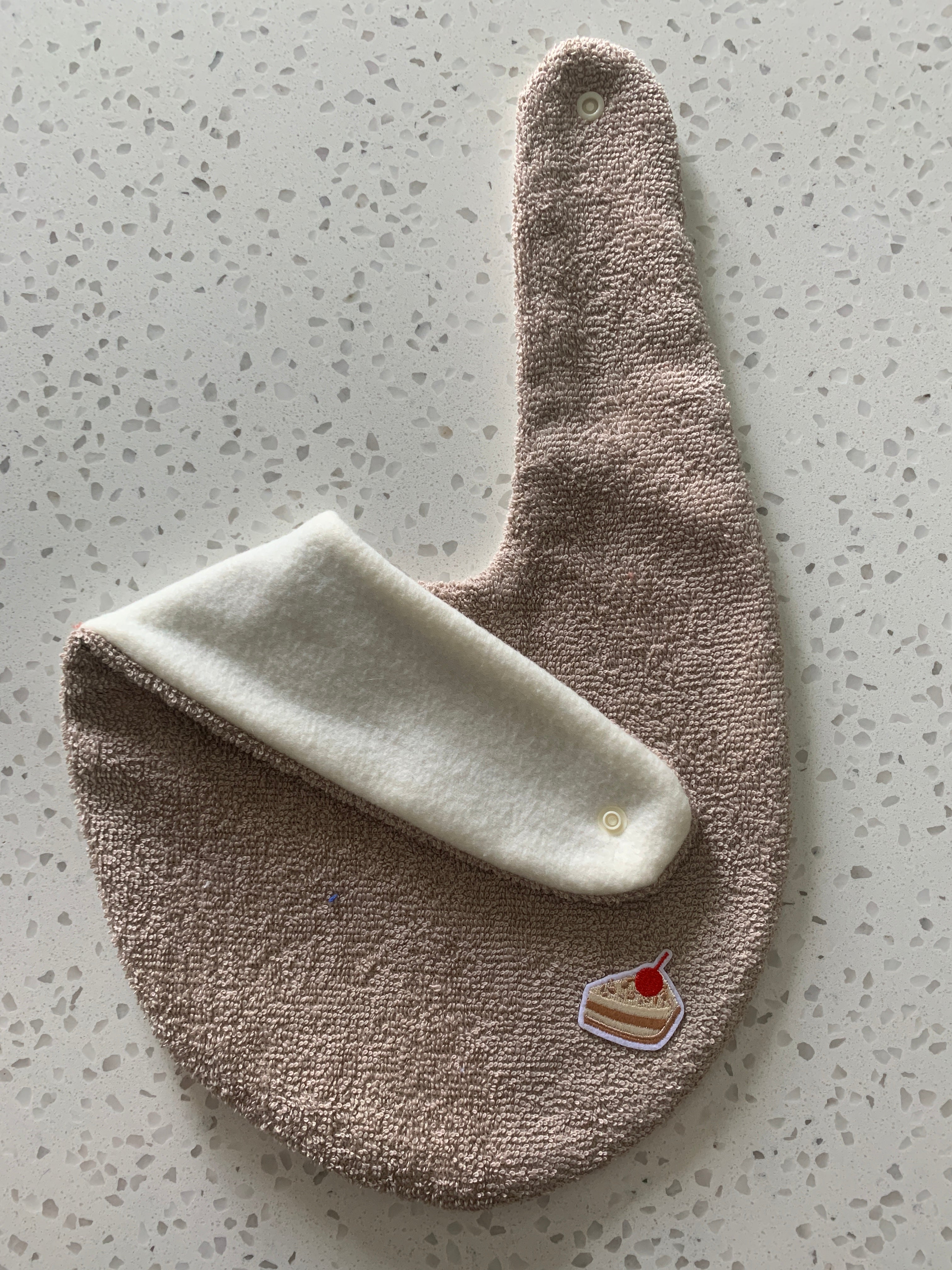Baby Bandana Bib - Latte Cake Slice Embroidery
