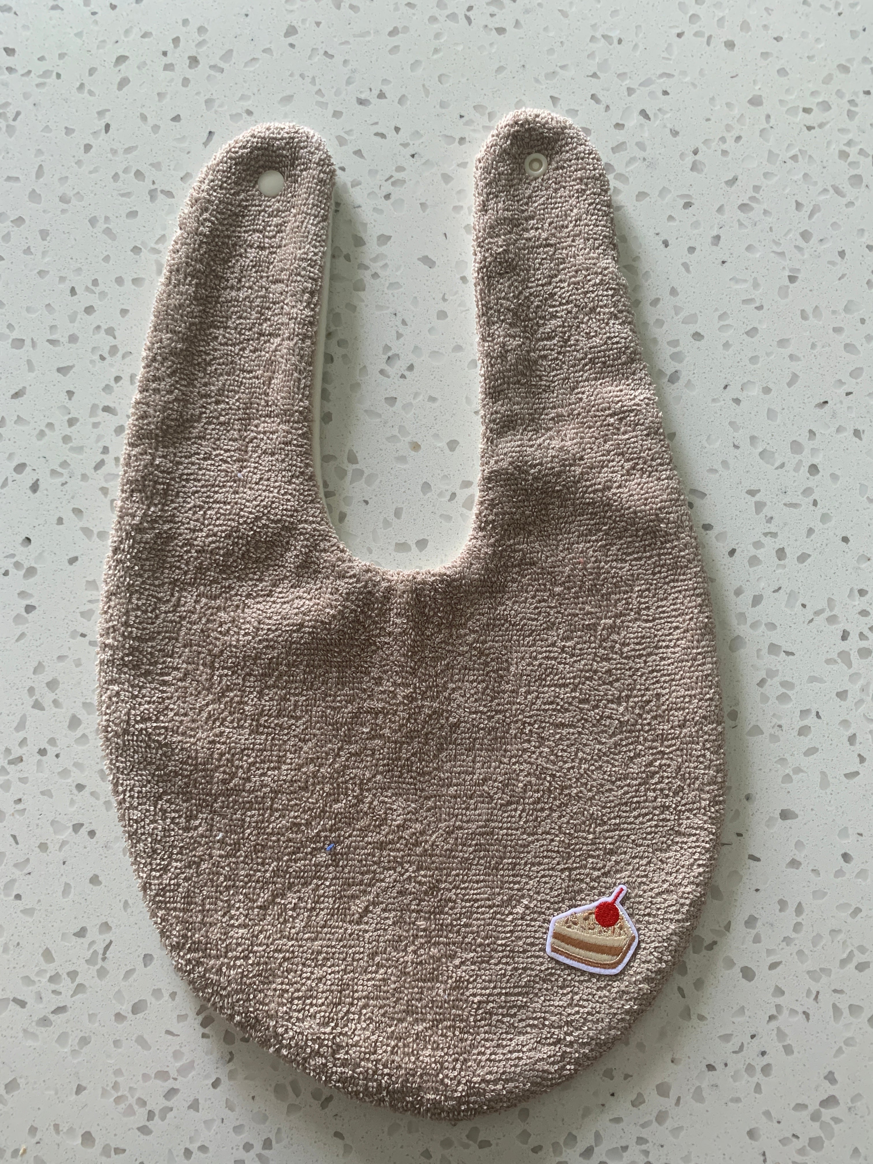 Baby Bandana Bib - Latte Cake Slice Embroidery