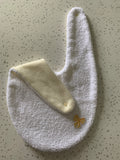 Baby Bandana Bib - White Gold Bow Embroidery