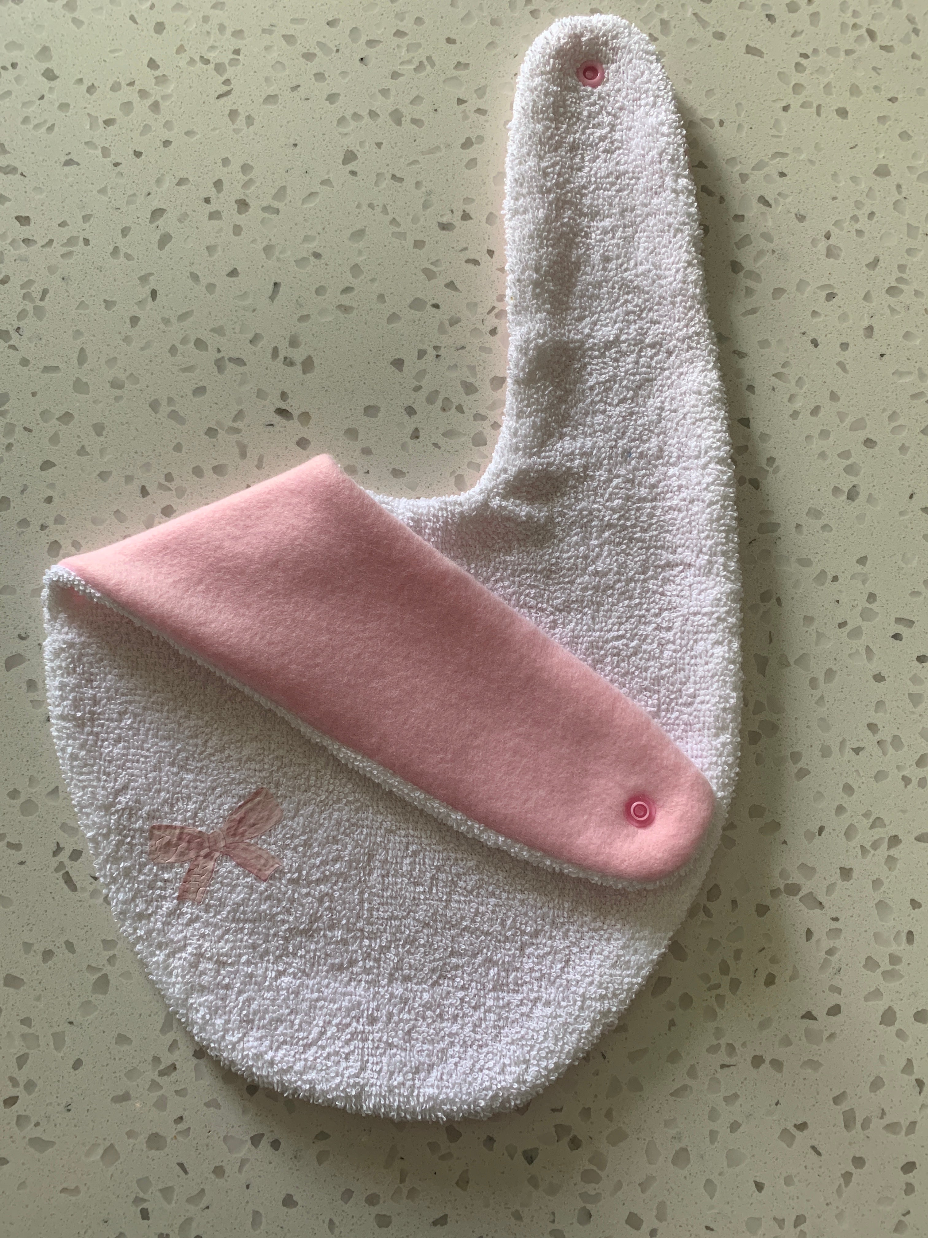 Baby Bandana Bib - White Pink Dragonfly Embroidery