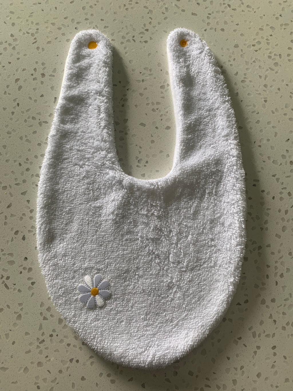 Baby Bandana Bib - White Daisy Embroidery