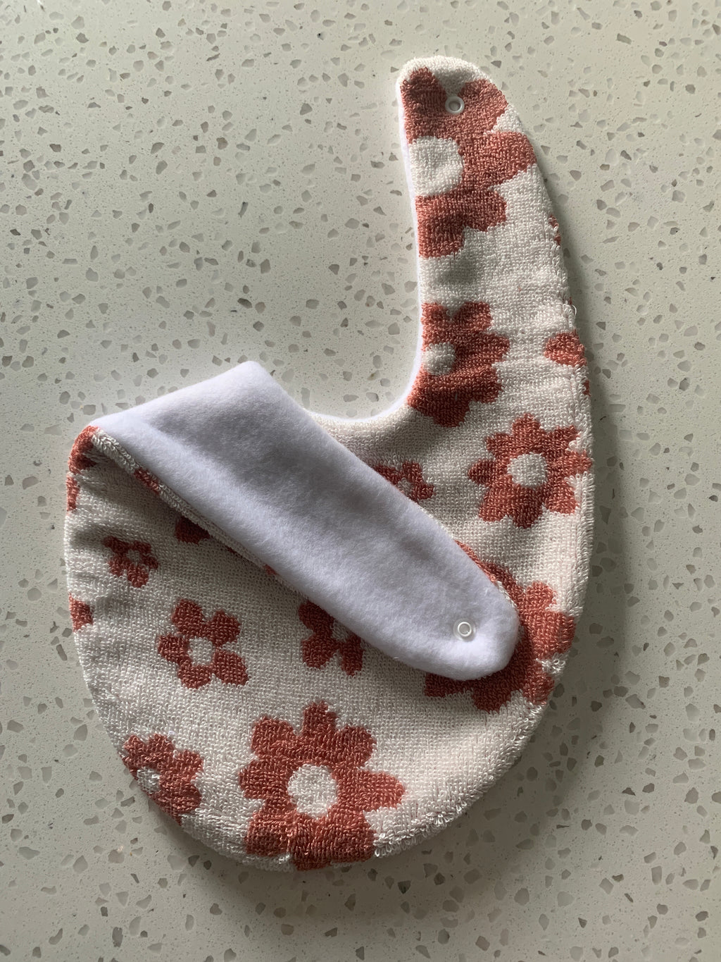 Baby Bandana Bib - Cream Terracotta Daisy Print