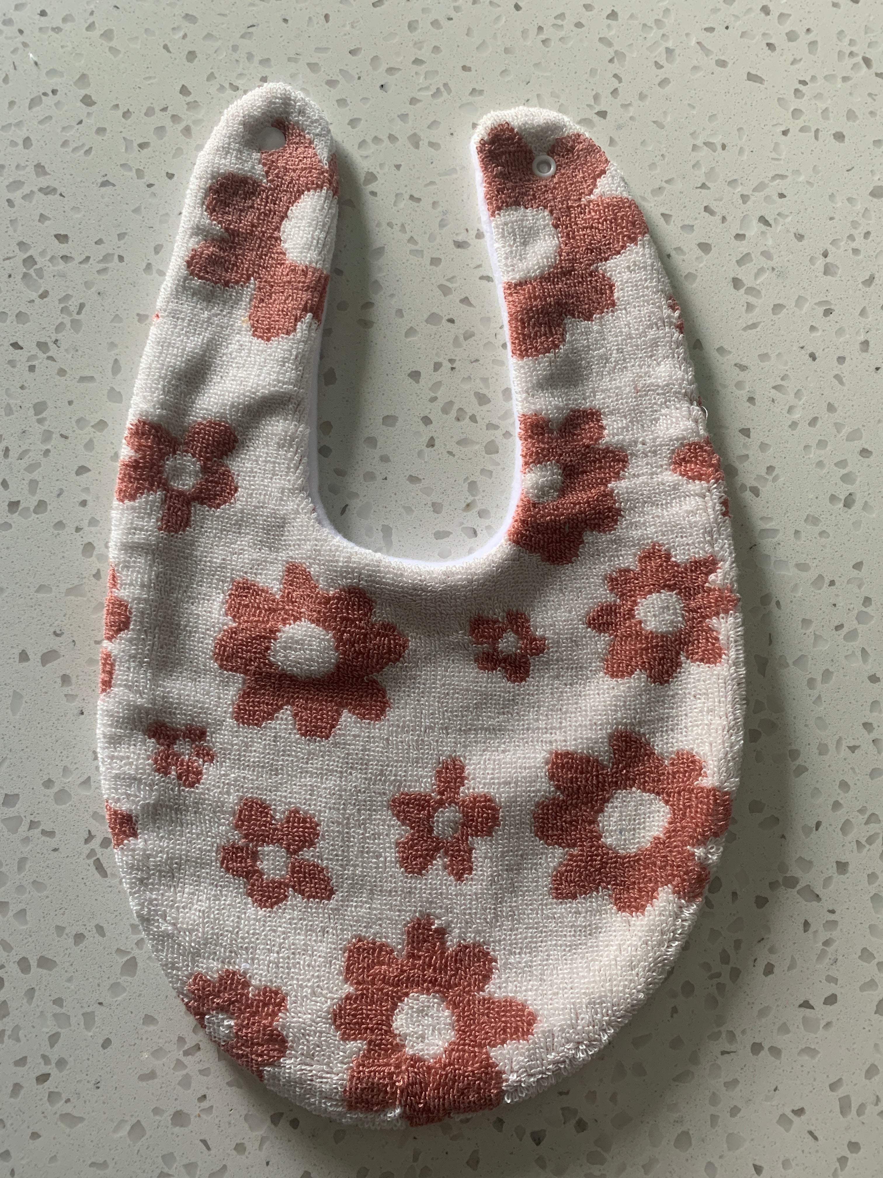 Baby Bandana Bib - Cream Terracotta Daisy Print