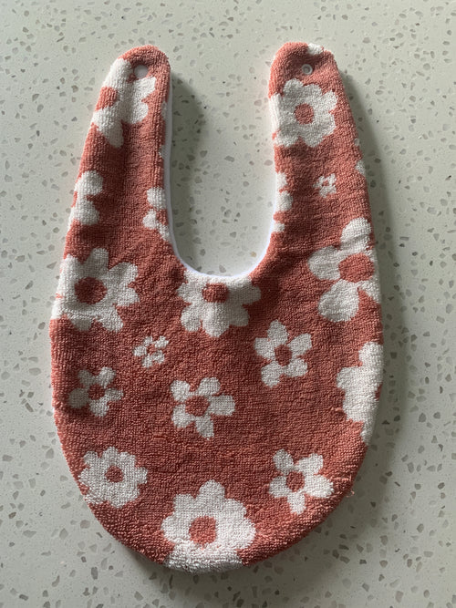 Baby Bandana Bib - Terracotta Daisy Print