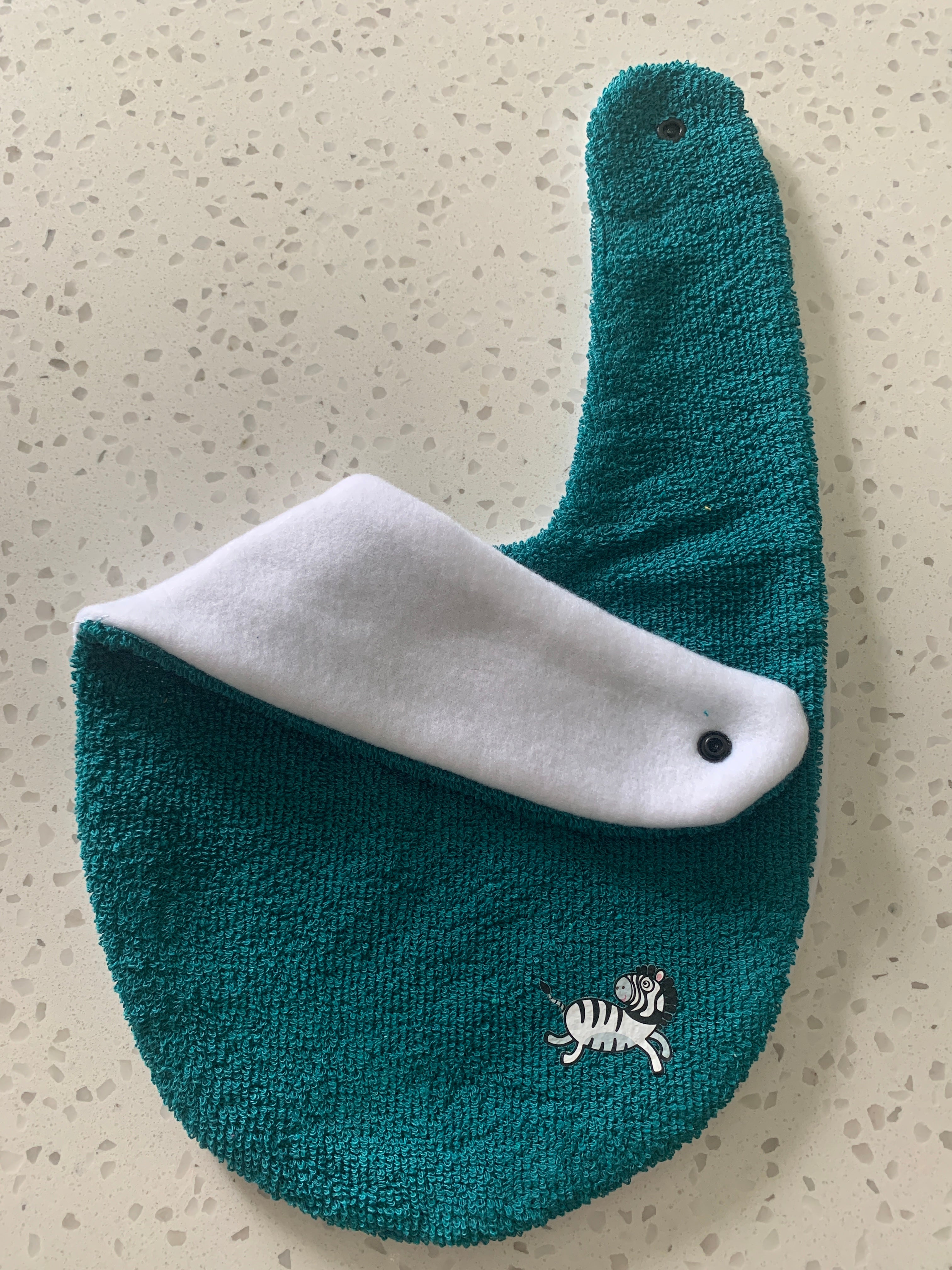 Baby Bandana Bib - Teal Zebra Embroidery