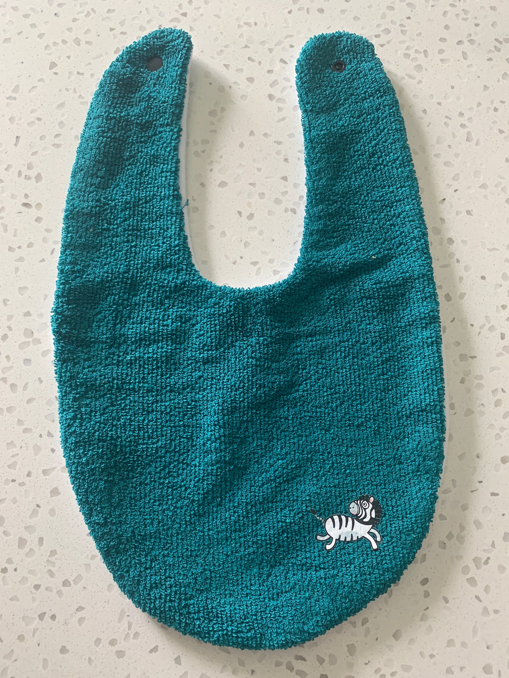 Baby Bandana Bib - Teal Zebra Embroidery