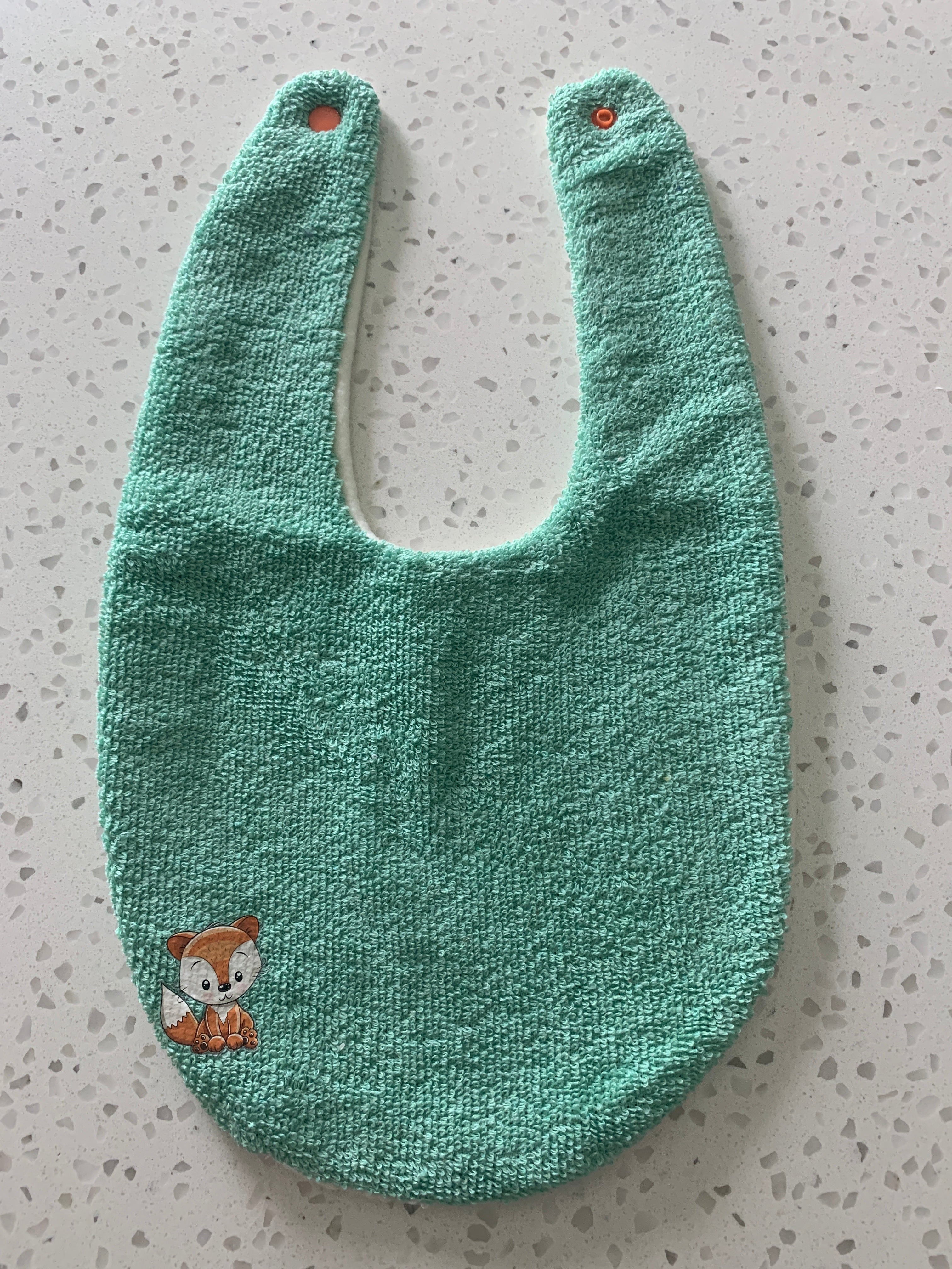 Baby Bandana Bib - Mint Green Fox Embroidery