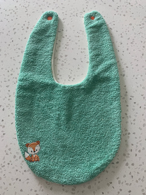 Baby Bandana Bib - Mint Green Fox Embroidery