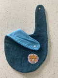 Baby Bandana Bib - Dark Teal Lion Face Embroidery