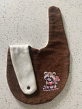 Baby Bandana Bib - Brown Raccoon with Heart Appliqué