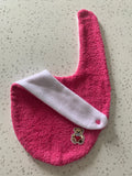 Baby Bandana Bib - Hot Pink Teddy Bear Embroidery