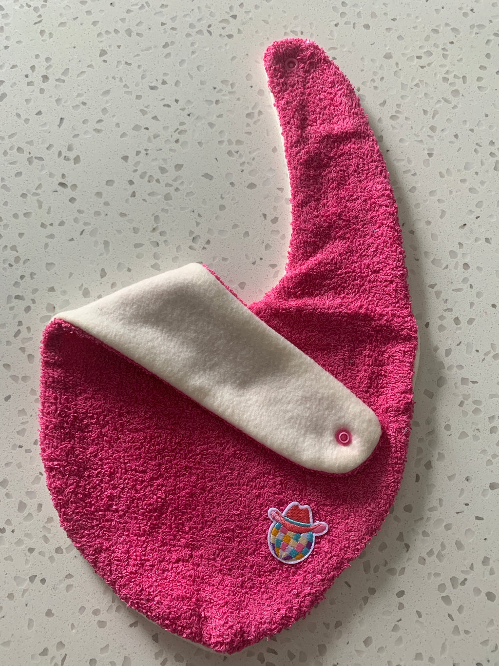 Baby Bib - Hot Pink Cowboy Hat Embroidery