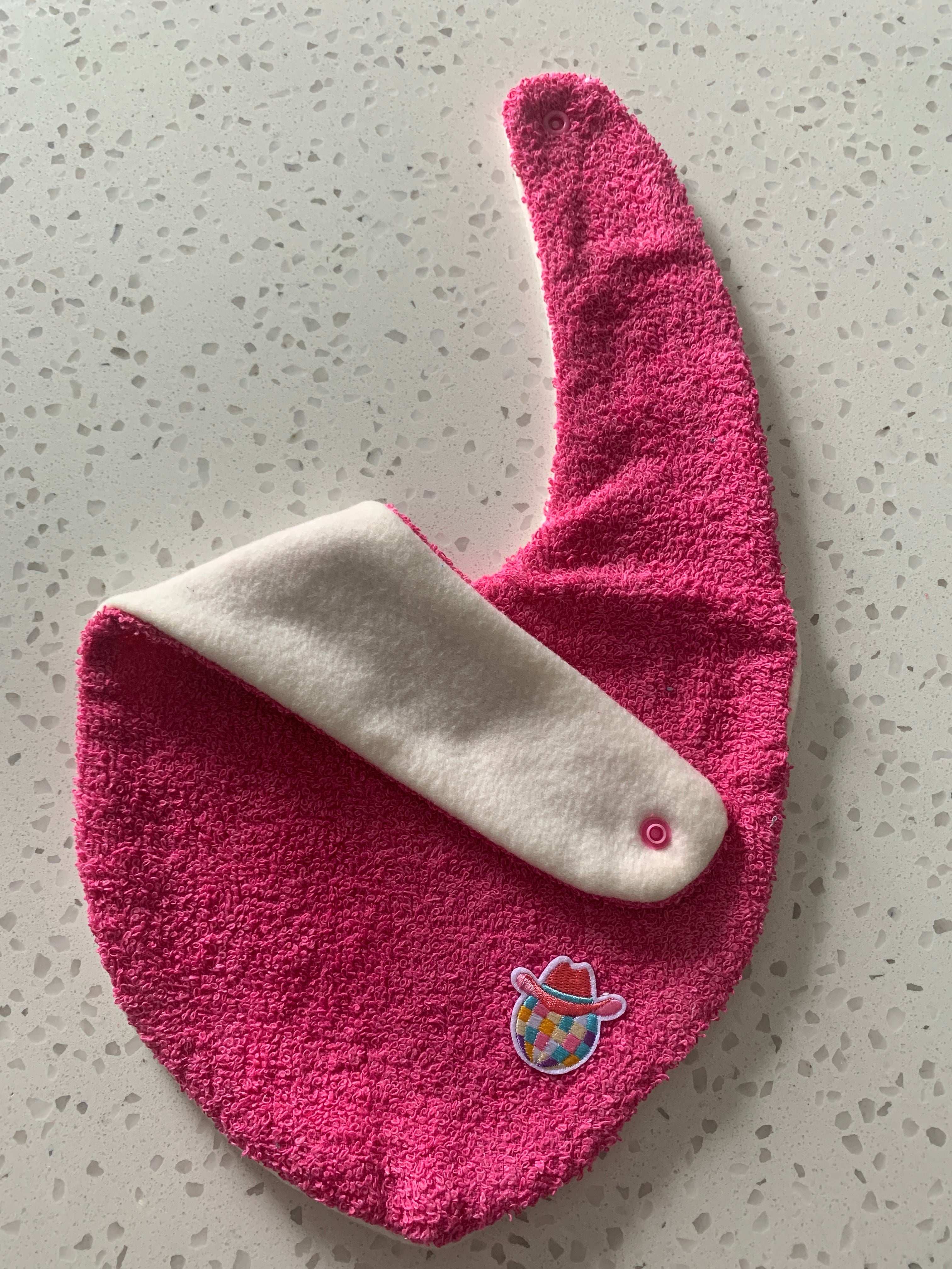 Baby Bib - Hot Pink Cowboy Hat Embroidery