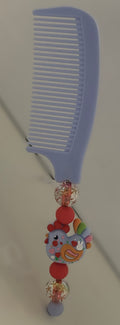 Periwinkle Rainbow Rooster Charm Beaded Comb