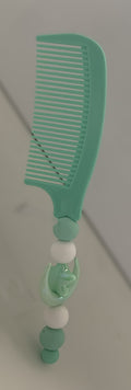 Mint Green Star & Moon Charm Beaded Comb