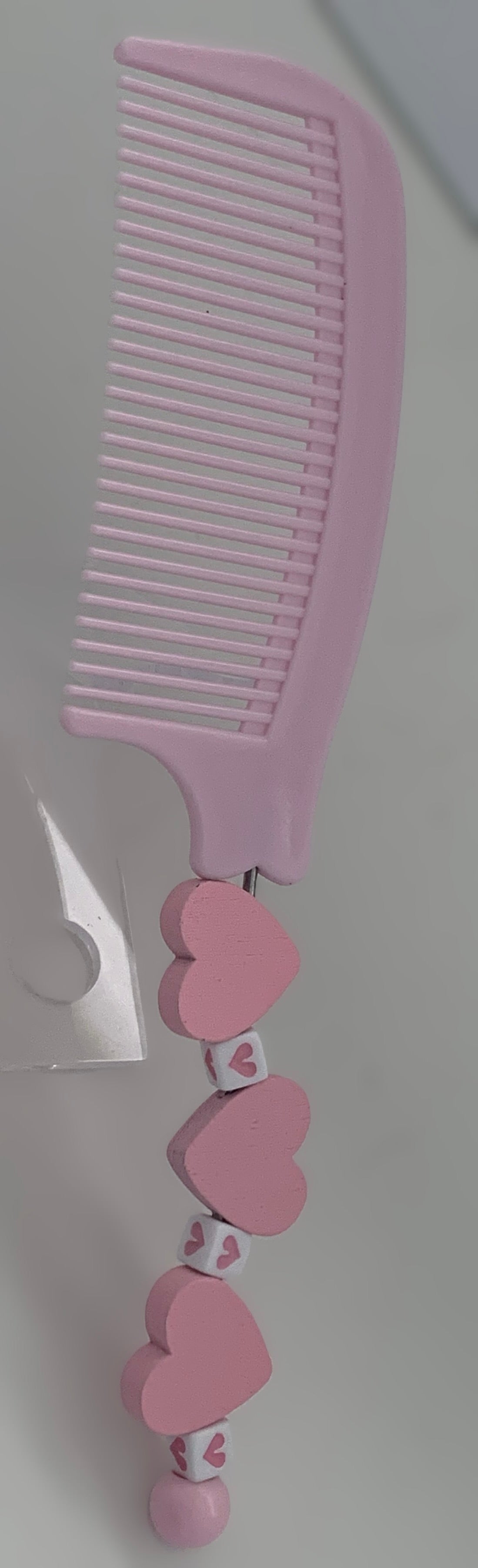 Pale Pink Stacked Heart Beaded Comb