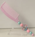 Pink Cat Face Charm Beaded Comb