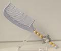 Grey Bird Charm Gold Pearl Beaded Comb