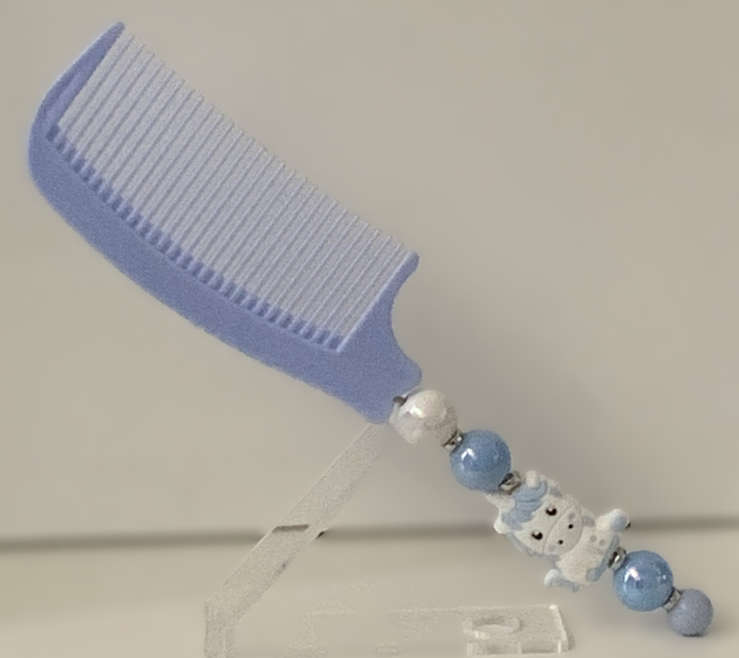 Periwinkle Unicorn Charm Beaded Comb