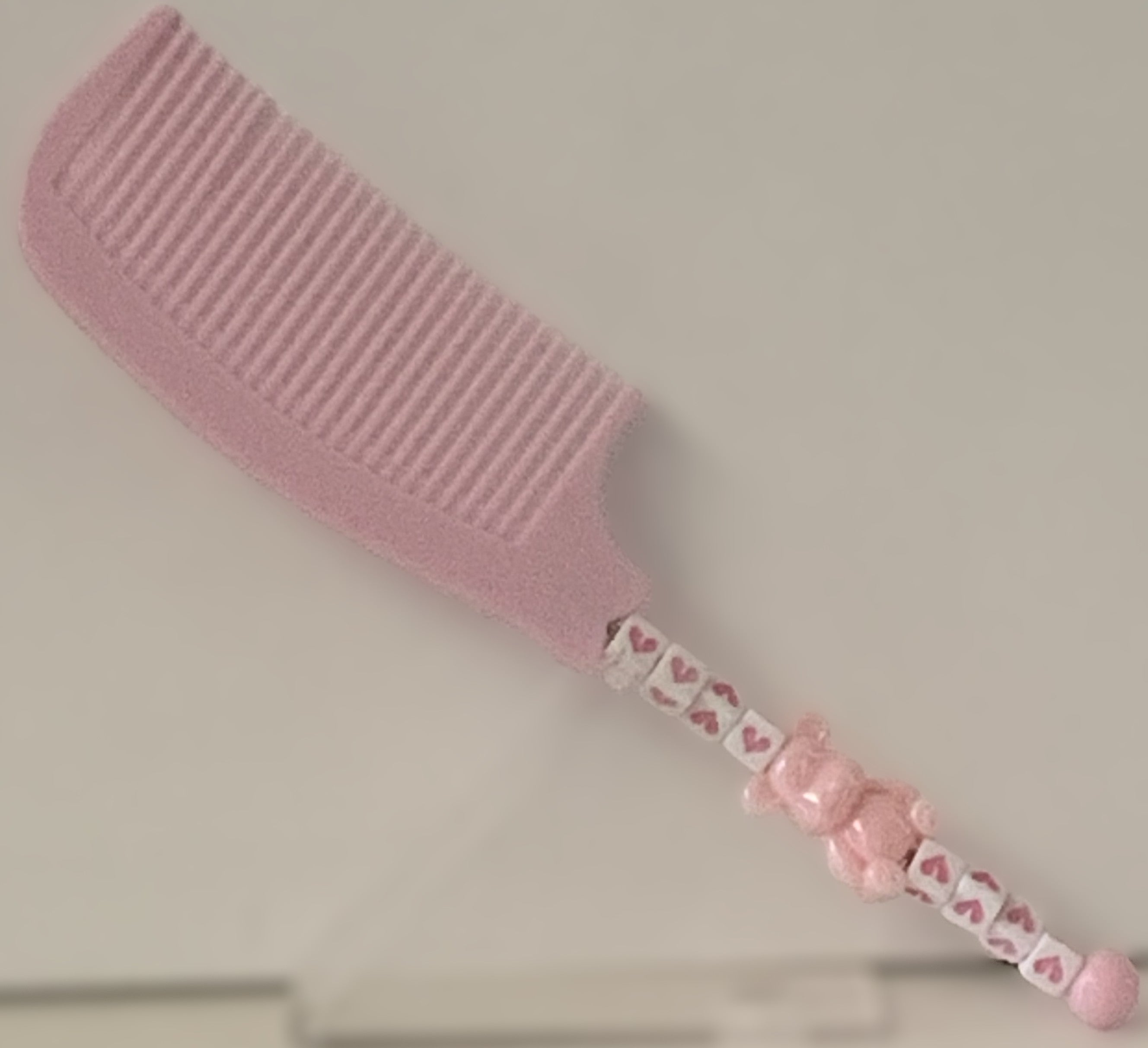 Pink Heart Cube Beaded Comb