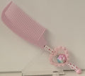 Pink Fluffy Pom Pom Ring Rainbow Gem Beaded Comb