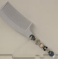 White Donkey Charm Teal Pearl Beaded Comb