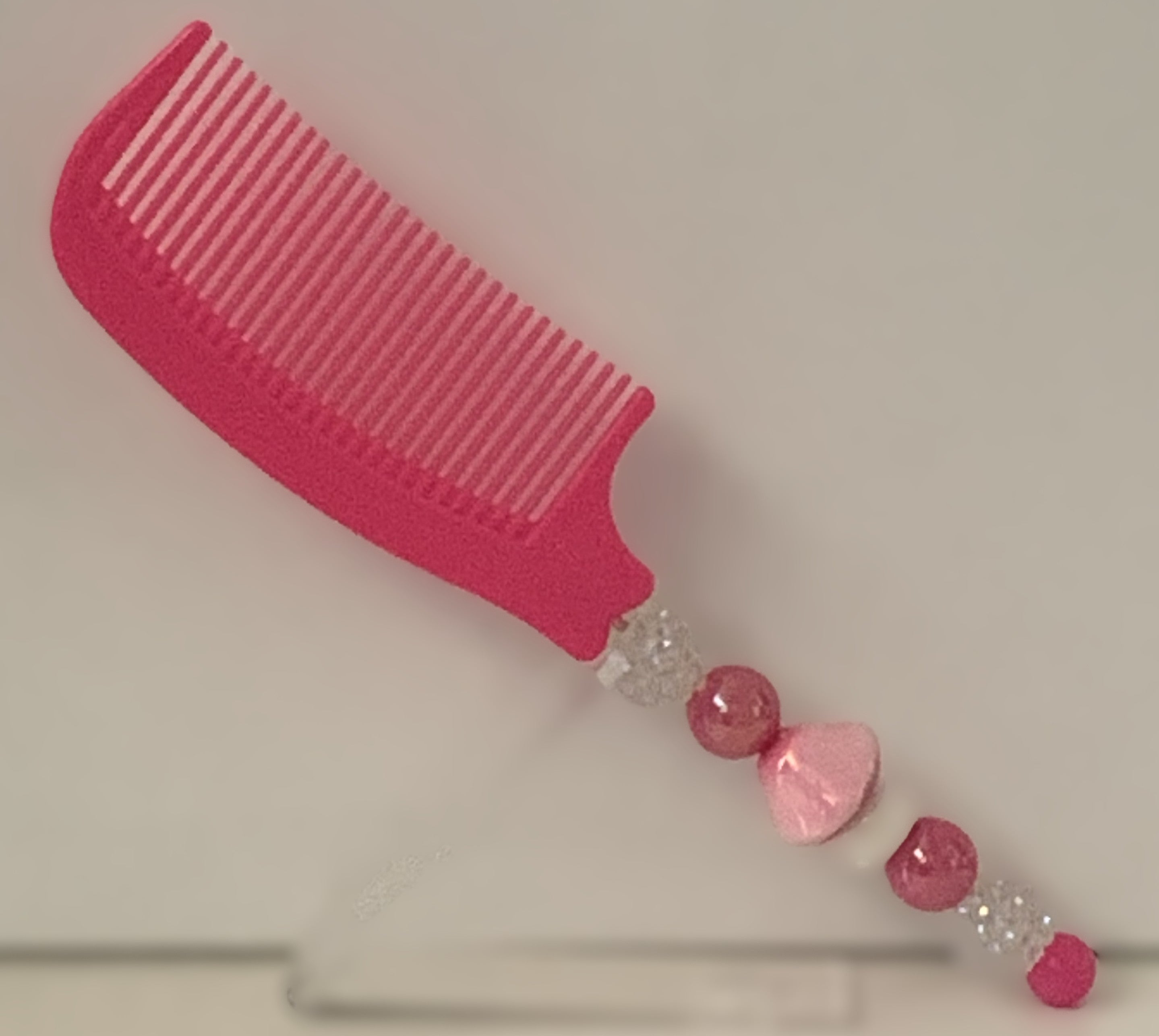 Hot Pink Mushroom Bead Charm Comb