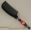 Black Fireman Charm Beaded Comb