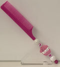 Hot Pink Cupcake Charm Beaded Rat Tail Comb