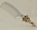 White Giraffe Face Charm Silver Pearl Beaded Comb