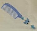 Periwinkle Blue Fox Charm Beaded Wide Tooth Comb