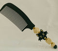 Black Bat Charm Beaded Comb