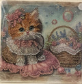 Ginger Kitten with Bauble Crystal Art Greeting Card