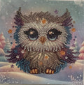 Grey & Purple Winter Owl Crystal Art Greeting Card