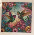 Two Hummingbirds Stained Glass Crystal Art Greeting Card