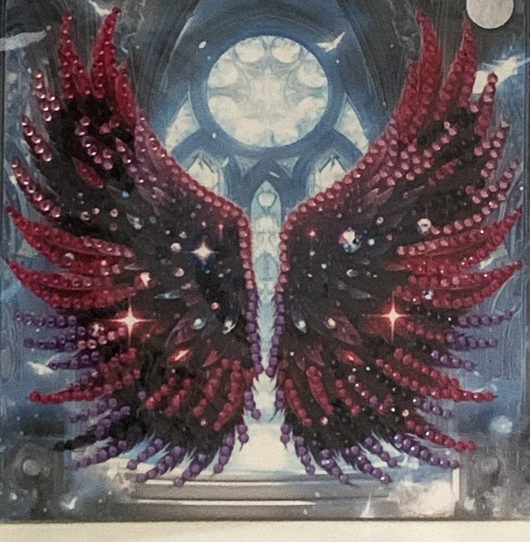 Crimson & Purple Angel Wings Crystal Art Greeting Card