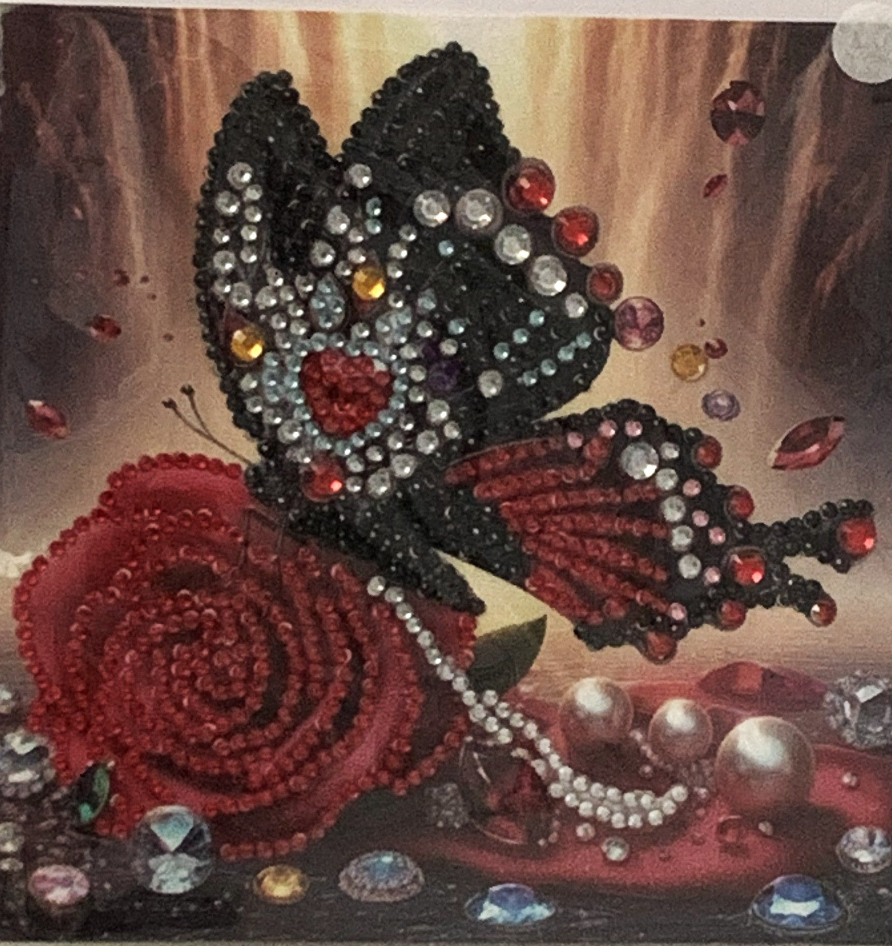 Butterfly Rose Crystal Art Card