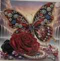 Jewelled Butterfly & Rose Crystal Art Card