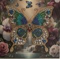 Teal & Gold Butterfly Crystal Art Card