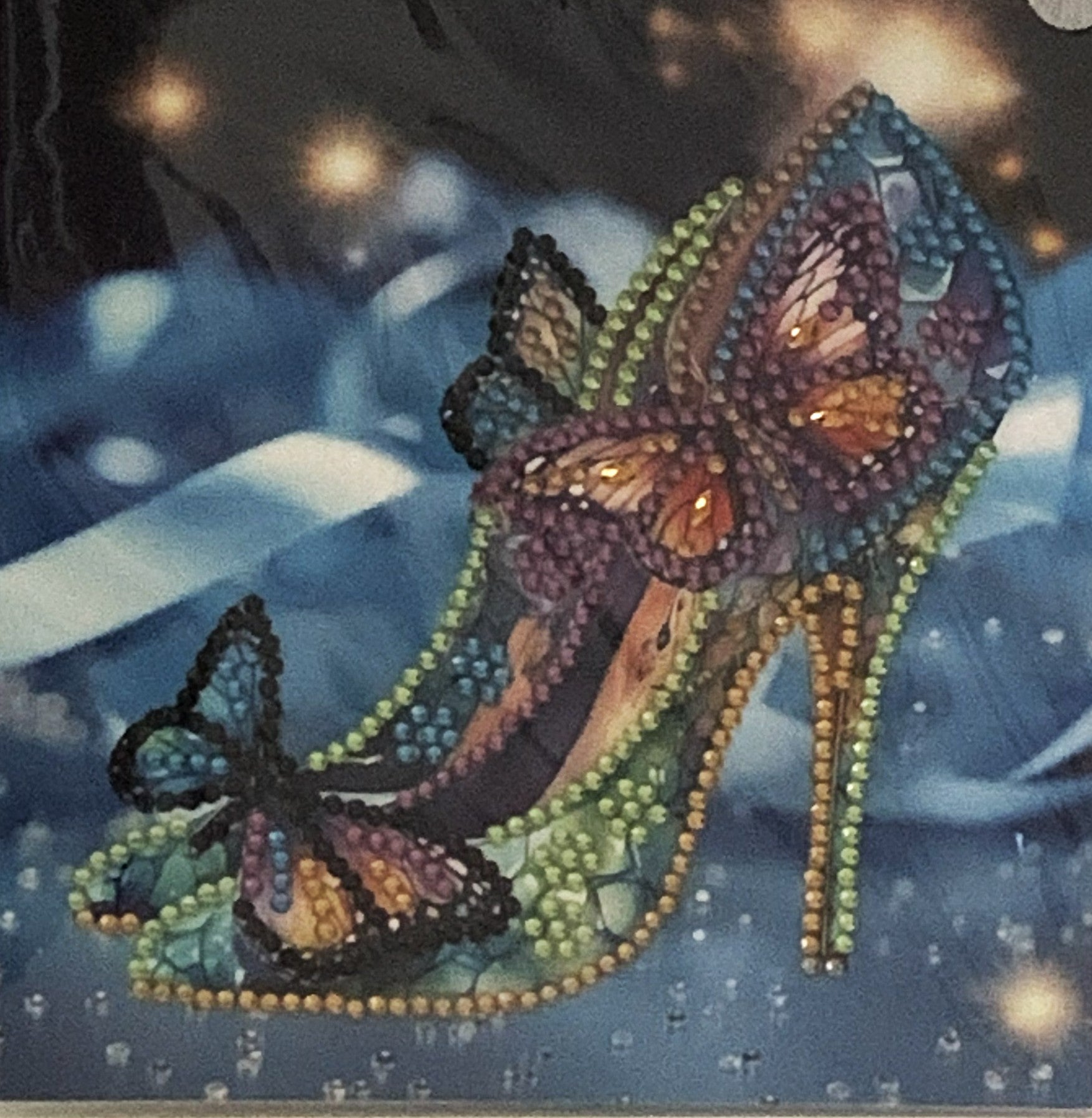 Purple Butterfly Stiletto Crystal Art Card