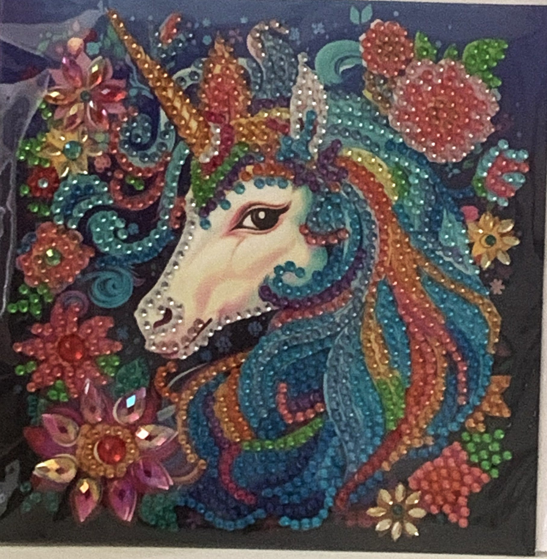 Rainbow Unicorn Crystal Art Card